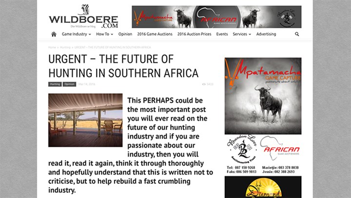 South African Blog Post Urges Nation’s Hunting Community to Put Its Best Foot Forward Through Social Media