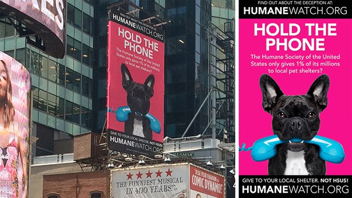 Neon NYC Billboard Exposes HSUS’ Fraudulent Fundraising 