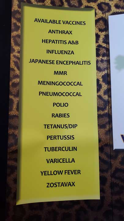 Vaccines on the Go provides numerous vaccines for hunters heading to other areas of the country or abroad where vaccines are required or recommended. 