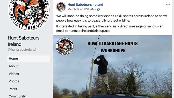 Hunt Saboteurs Ireland is hosting roving workshops to train people on how to disrupt legal and regulated hunting. They are being arrested for trespassing. 