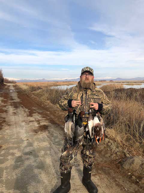 After a day on Edwards Air Force Base, hunter John Gorham harvested a mixed bag of redheads, wigeon and shovelers. Don't overlook possible hunting opportunities on nearby military bases. (Image courtesy of John Gorham. )