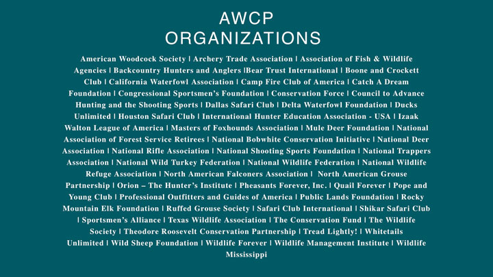 list of sponsoring organizations for american wildlife conservation partners