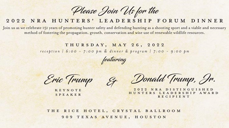 NRA Hunters' Leadership Forum | Save Your Seat! Tickets Selling Out for the NRA Hunters’ Dinner and Auction in Houston
