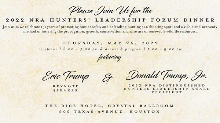Save Your Seat! Tickets Selling Out for the NRA Hunters’ Dinner and Auction in Houston 
