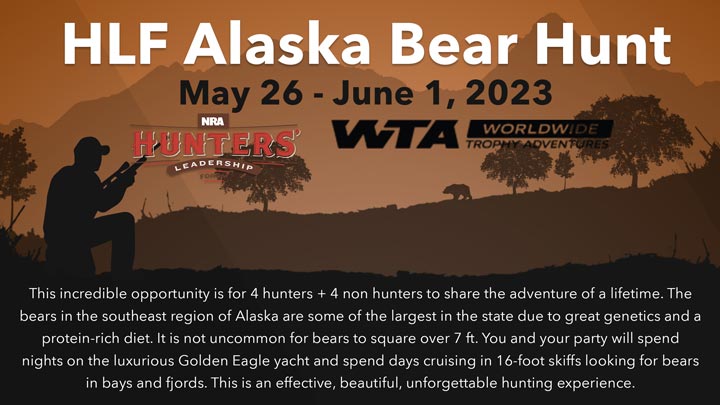 screenshot of nra hlf alaska bear hunt auction announcement