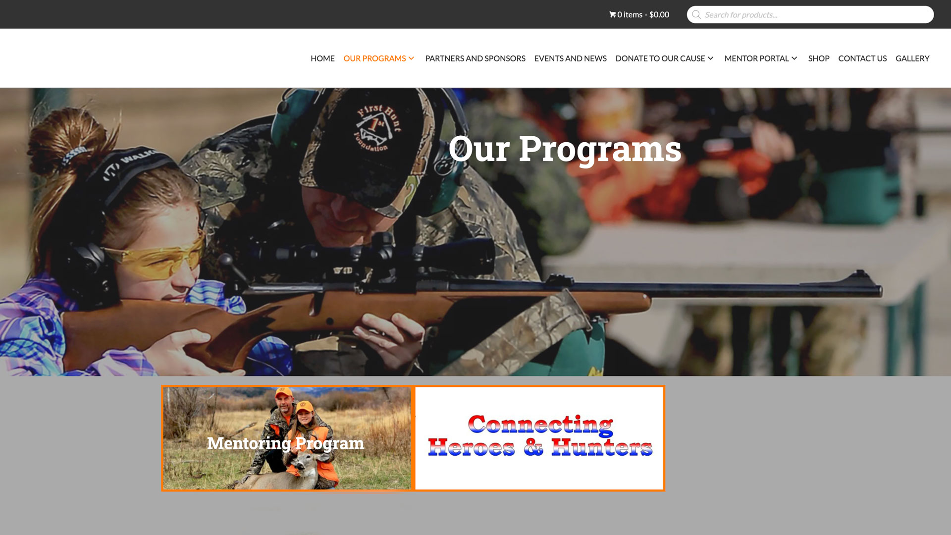 screen grab of first hunt foundation website