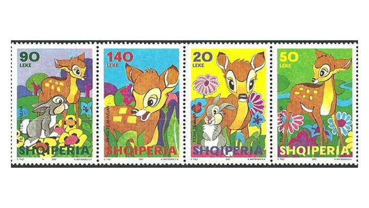 image of albanian stamps featuring "bambi"