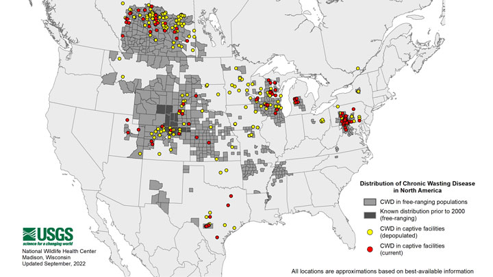 map of chronic wasting disease prevalence in united states