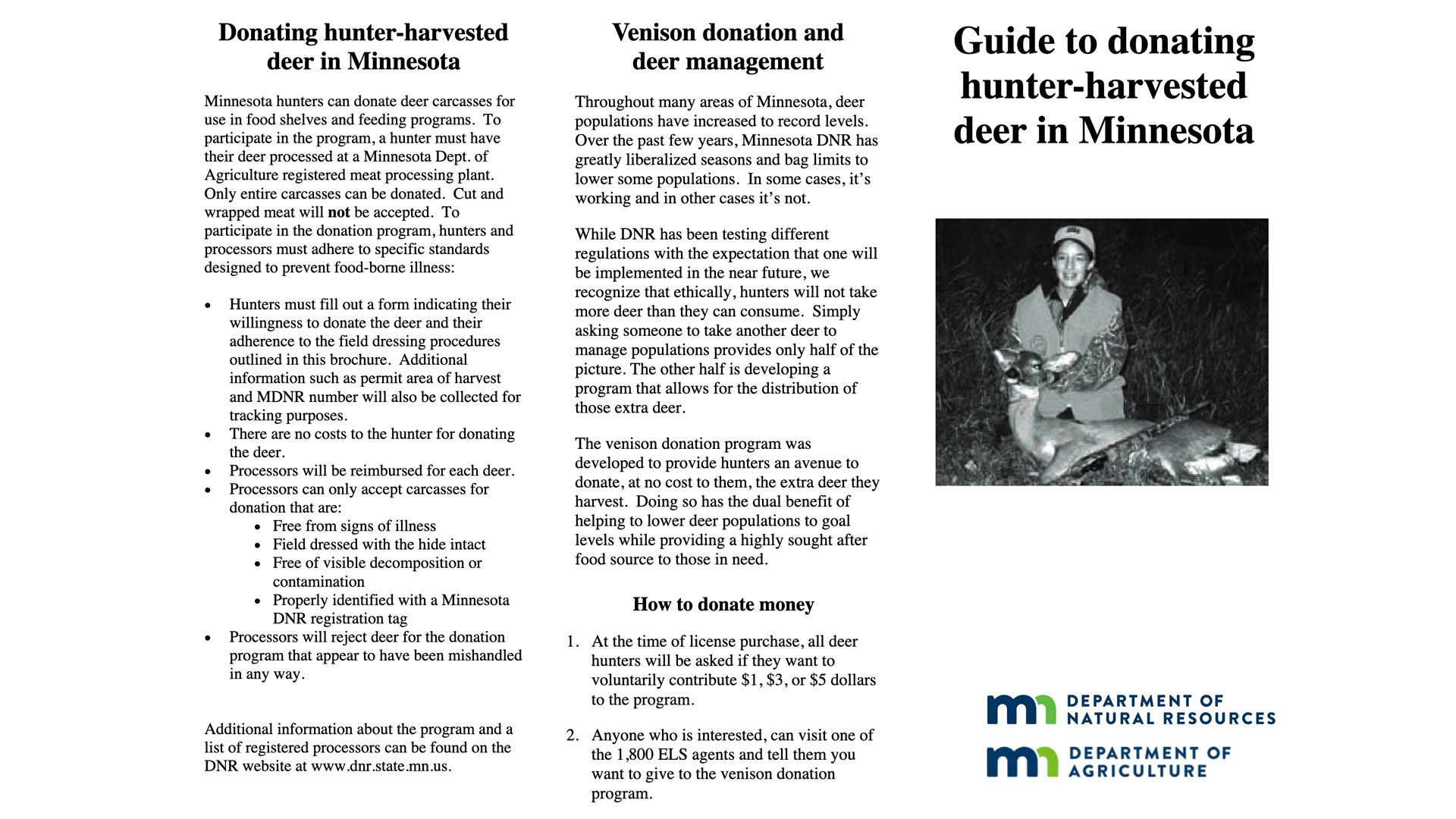 screenshot of minnesota dnr instructions for donating game meat