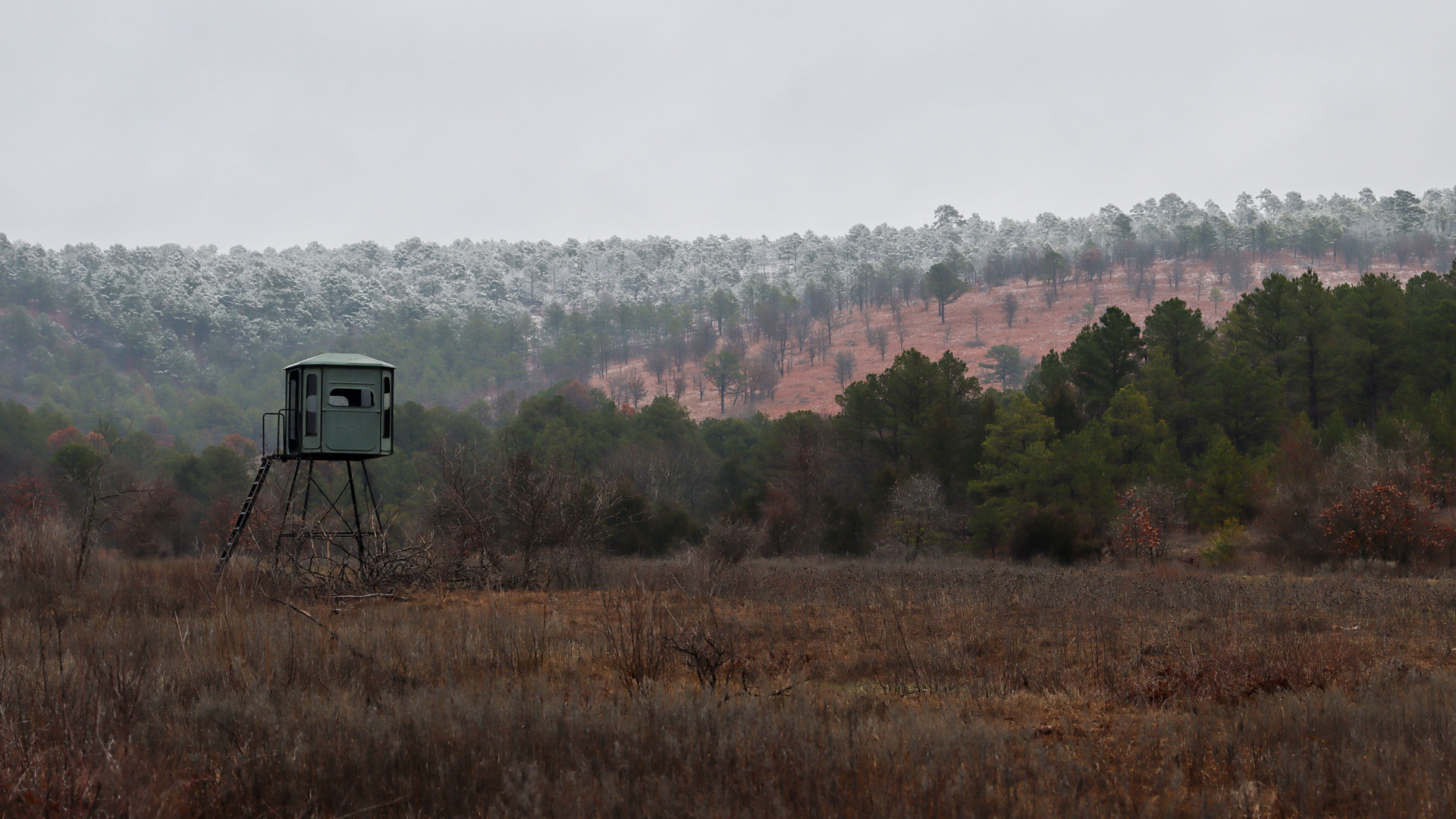 snow and ice blankets the Oklahoma countryside