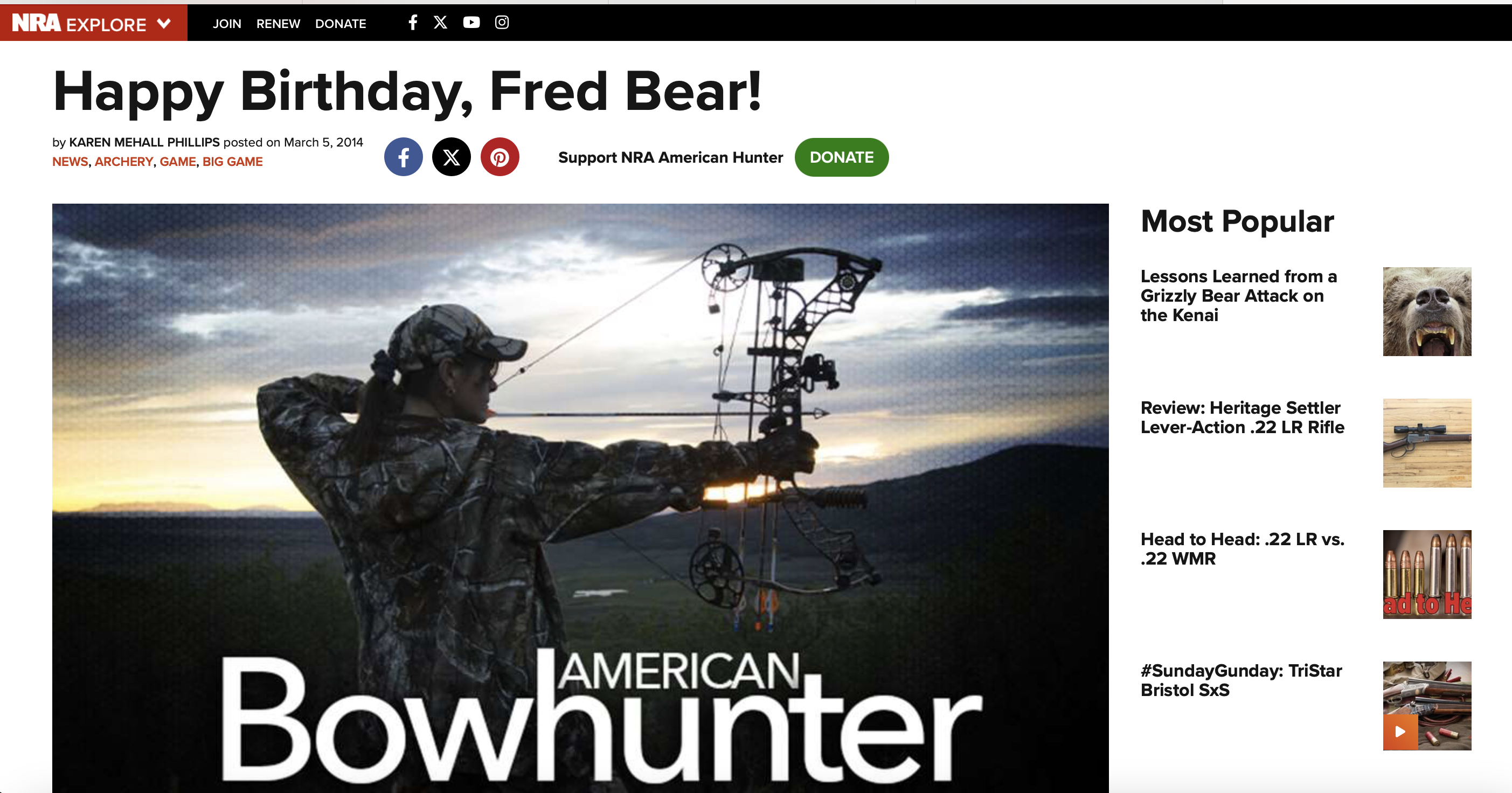 NRA Hunters' Leadership Forum | Happy Birthday, Fred Bear!