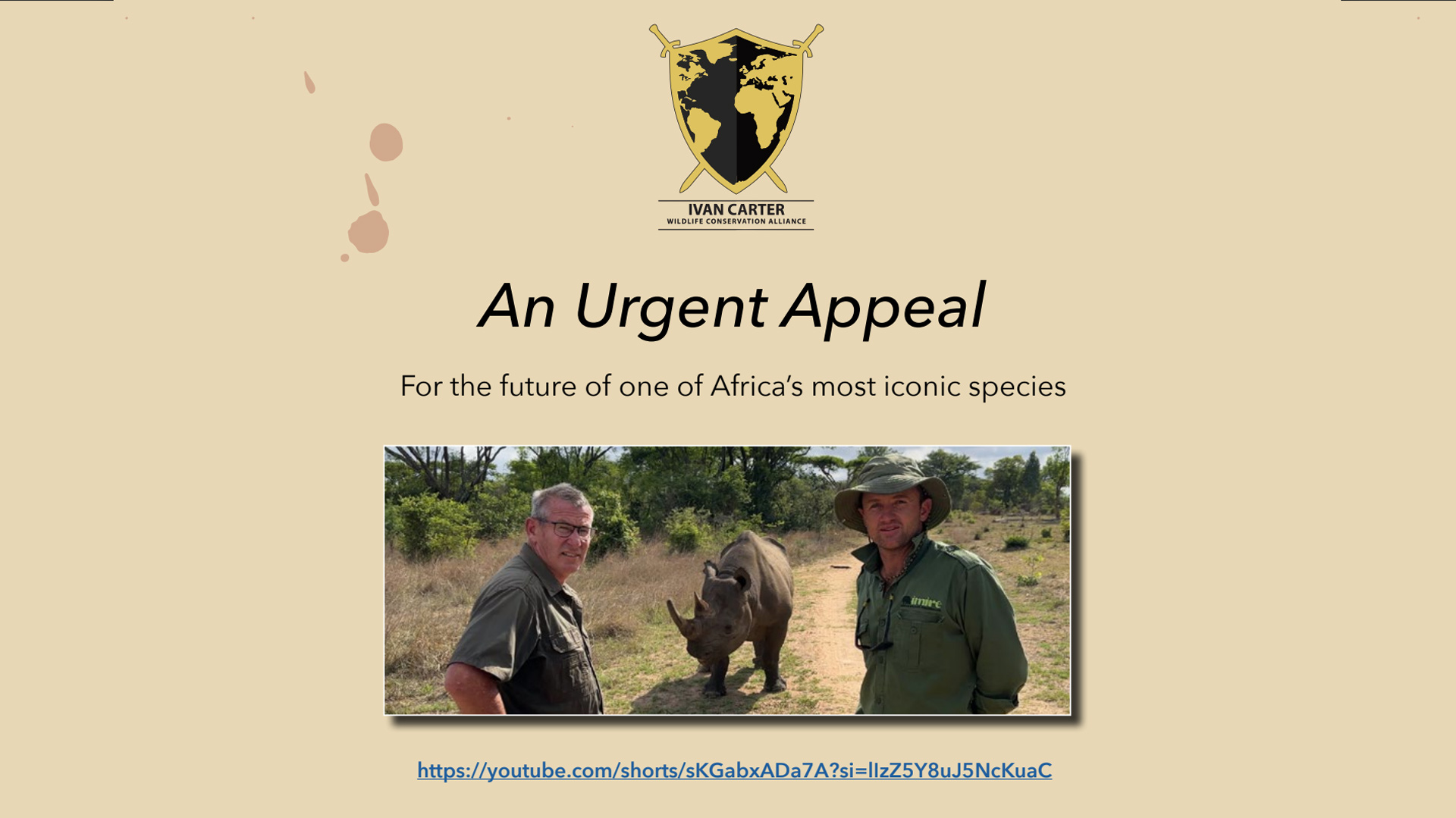 Ivan Carter and Reilly Travers with Gomo the black rhino